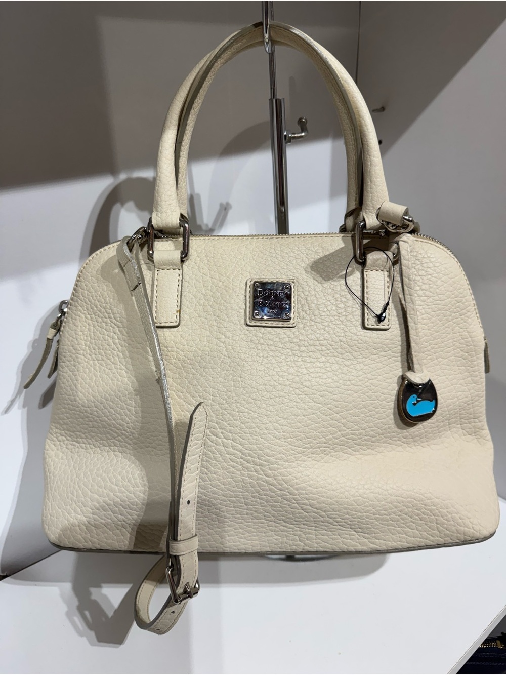Dooney & Bourke Cream Pebbled Leather Satchel